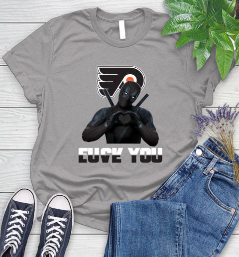 NHL Philadelphia Flyers Deadpool Love You Fuck You Hockey Sports Women's T-Shirt 5