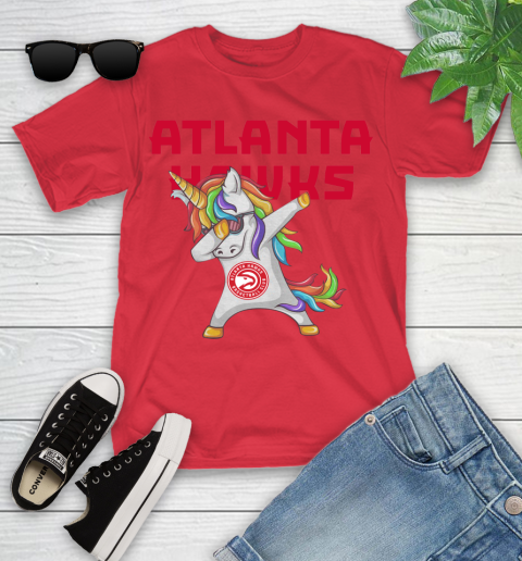 Atlanta Hawks NBA Basketball Funny Unicorn Dabbing Sports Youth T-Shirt 10
