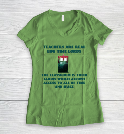 Doctor Who Shirt Teachers Are Real Life Time Lords Women's V-Neck T-Shirt