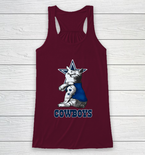 NFL Football My Cat Loves Dallas Cowboys Racerback Tank 2