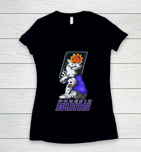 NBA Basketball My Cat Loves Phoenix Suns Women's V-Neck T-Shirt