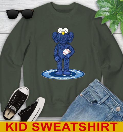 MLB Baseball Kansas City Royals Kaws Bff Blue Figure Shirt Youth Sweatshirt - Image 10