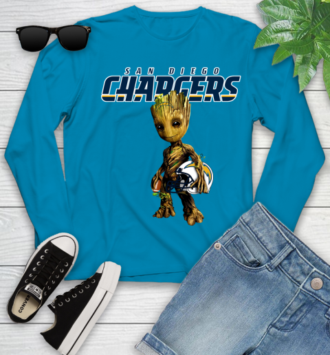 Los Angeles Chargers NFL Football Groot Marvel Guardians Of The Galaxy Youth Long Sleeve 7