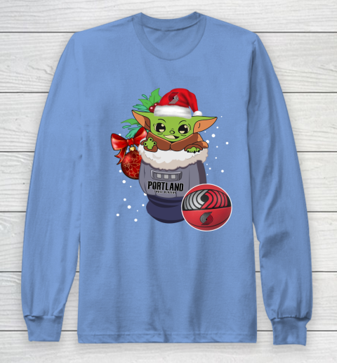 Portland Trail Blazers Christmas Baby Yoda Star Wars Funny Happy NBA Long Sleeve T-Shirt 11