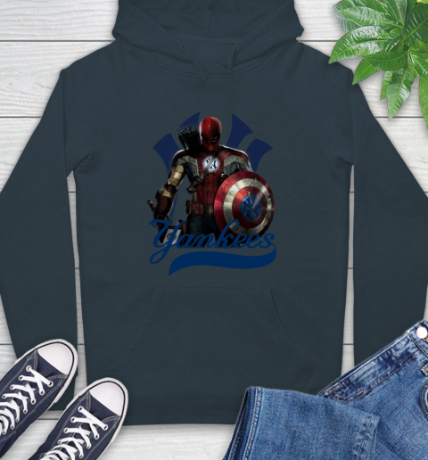MLB Captain America Thor Spider Man Hawkeye Avengers Endgame Baseball New York Yankees Hoodie 7