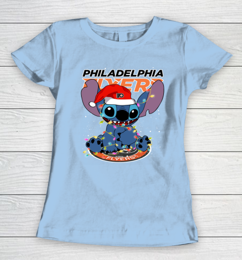 Philadelphia Flyers NHL Hockey noel stitch Christmas Women's T-Shirt 4