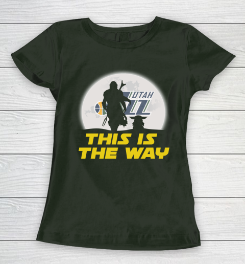 Utah Jazz NBA Basketball Star Wars Yoda And Mandalorian This Is The Way Women's T-Shirt 4