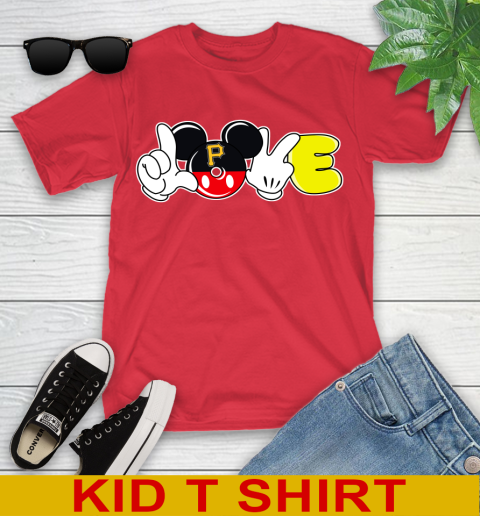 Pittsburgh Pirates MLB Baseball Love Mickey Disney Sports Youth T-Shirt 10
