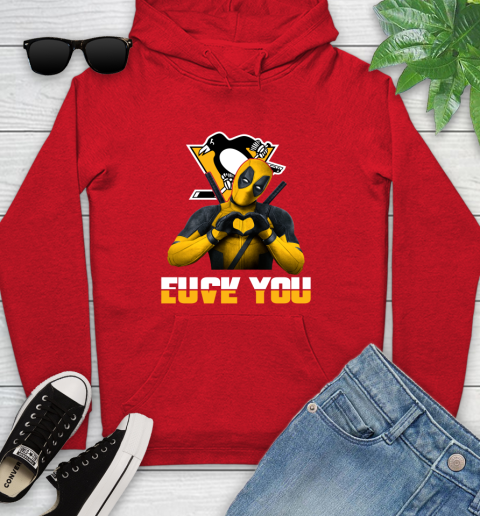 NHL Pittsburgh Penguins Deadpool Love You Fuck You Hockey Sports Youth Hoodie 12
