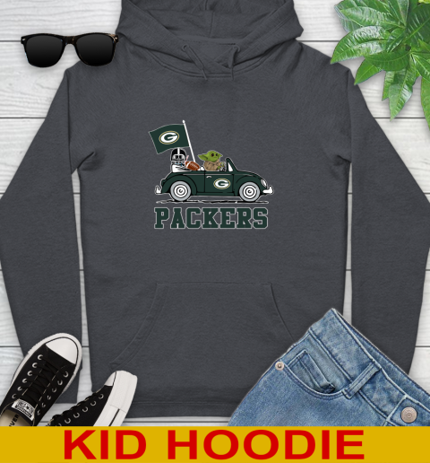 NFL Football Green Bay Packers Darth Vader Baby Yoda Driving Star Wars Shirt Youth Hoodie 9