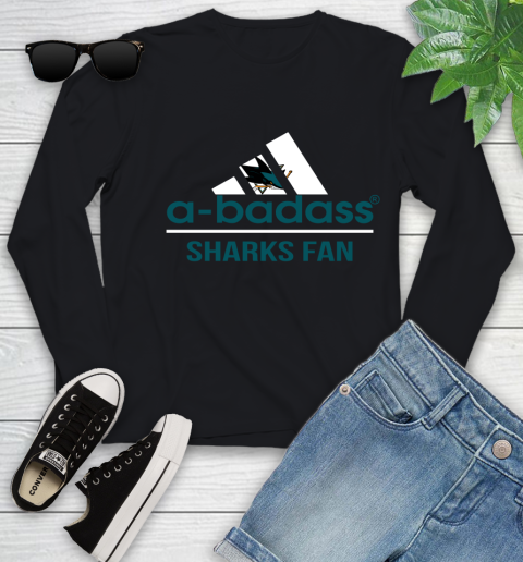 NHL A Badass San Jose Sharks Fan Adidas Hockey Sports Youth Long Sleeve