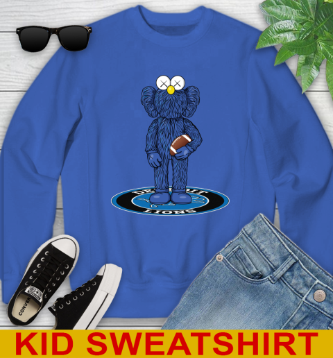 NFL Football Detroit Lions Kaws Bff Blue Figure Shirt Youth Sweatshirt 7