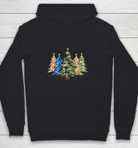 Camo Print Christmas Trees with Camouflage Print Xmas Youth Hoodie