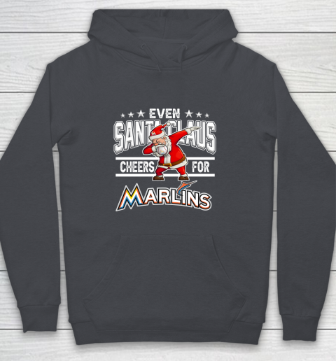 Miami Marlins Even Santa Claus Cheers For Christmas MLB Youth Hoodie 5