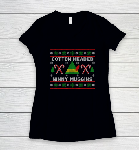 Ugly Christmas Sweater Funny Elf X mas Holiday Xmas Women's V-Neck T-Shirt
