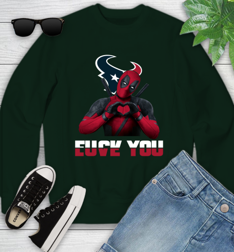 NHL Houston Texans Deadpool Love You Fuck You Football Sports Youth Sweatshirt 9
