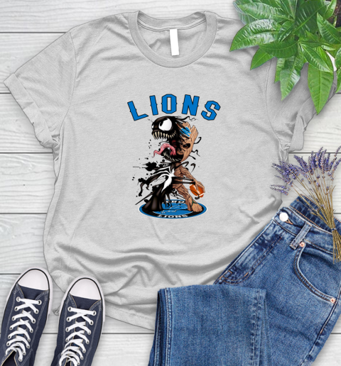 NFL Detroit Lions Football Venom Groot Guardians Of The Galaxy Women's T-Shirt