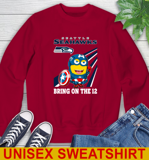 NFL Football Seattle Seahawks Captain America Marvel Avengers Minion Shirt Sweatshirt 9
