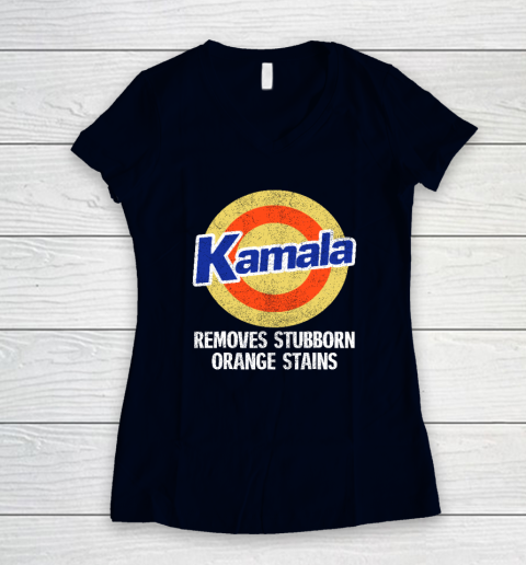 Kamala Removes Stubborn Orange Stains, Kamala Harris 2024 Women's V-Neck T-Shirt 2