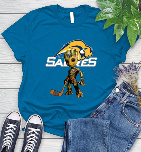 Buffalo Sabres NHL Hockey Groot Marvel Guardians Of The Galaxy Women's T-Shirt 7