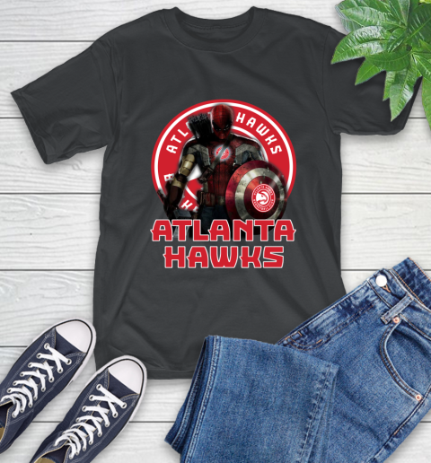 Atlanta Hawks NBA Basketball Captain America Thor Spider Man Hawkeye Avengers T-Shirt 2