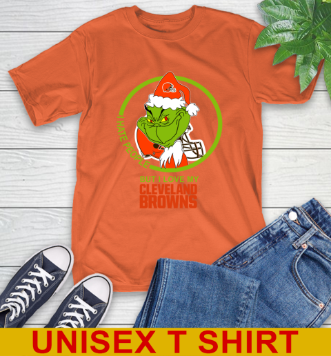 Cleveland Browns NFL Christmas Grinch I Hate People But I Love My Favorite Football Team T-Shirt 5