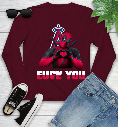 MLB Los Angeles Angels Deadpool Love You Fuck You Baseball Sports Youth Long Sleeve 6