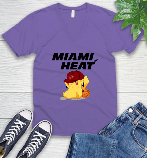 NBA Pikachu Basketball Sports Miami Heat V-Neck T-Shirt 9