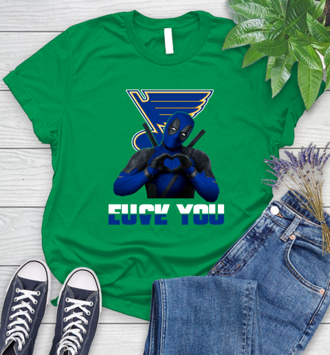 NHL St.Louis Blues Deadpool Love You Fuck You Hockey Sports Women's T-Shirt 9