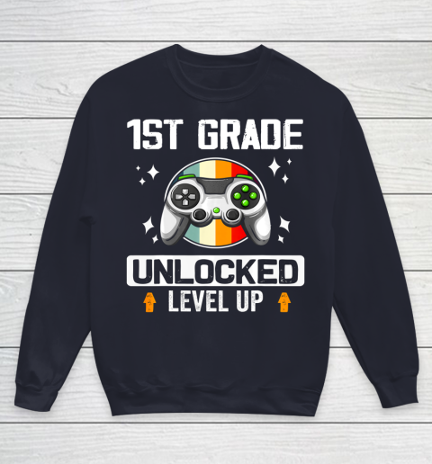 Next Level t shirts 1st Grade Unlocked Level Up Back To School First Grade Gamer Youth Sweatshirt 2