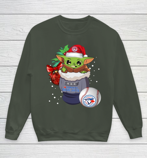 Toronto Blue Jays Christmas Baby Yoda Star Wars Funny Happy MLB Youth Sweatshirt 10