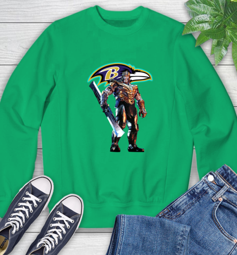 NFL Thanos Gauntlet Avengers Endgame Football Baltimore Ravens Sweatshirt 6