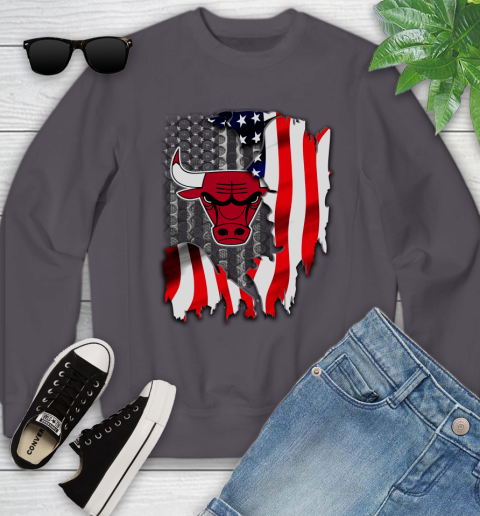 Chicago Bulls NBA Basketball American Flag Youth Sweatshirt 5