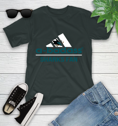 NHL A Badass San Jose Sharks Fan Adidas Hockey Sports Youth T-Shirt 6