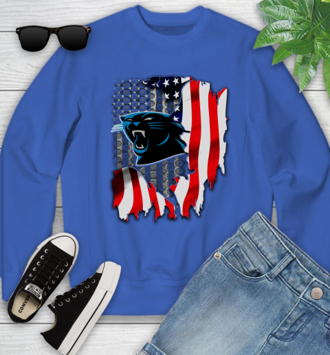 Carolina Panthers NFL Football American Flag Youth Sweatshirt 7