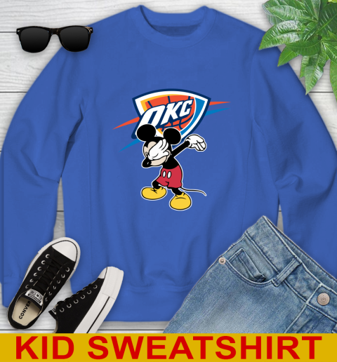 Oklahoma City Thunder NBA Basketball Dabbing Mickey Disney Sports Youth Sweatshirt 7