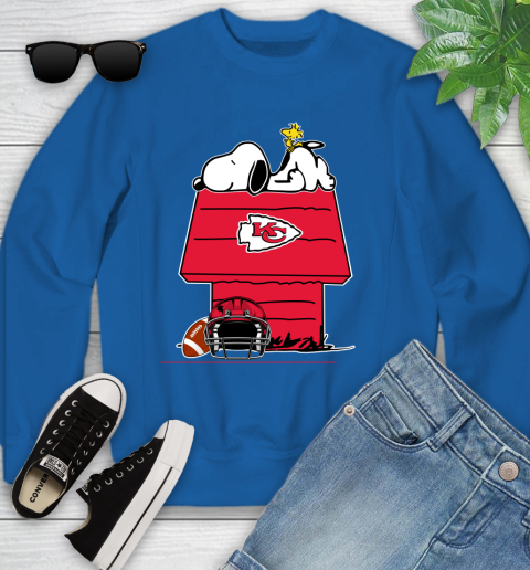 Kansas City Chiefs NFL Football Snoopy Woodstock The Peanuts Movie Youth Sweatshirt 8