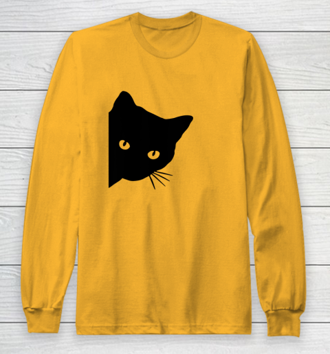 Black Cat Face Watching Funny Cat Halloween Gifts Cat Lovers T Shirt.QZSPTYUYC4 Long Sleeve T-Shirt 2