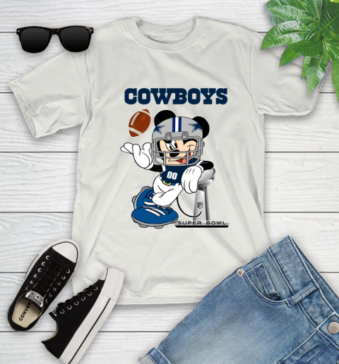 NFL Dallas Cowboys Mickey Mouse Disney Super Bowl Football T Shirt Youth T-Shirt 12