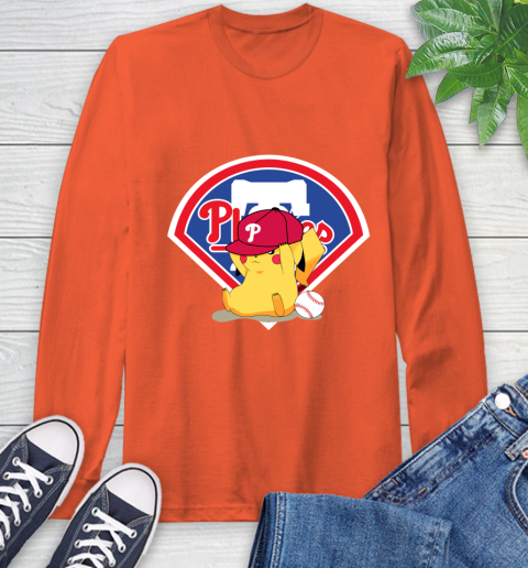 MLB Pikachu Baseball Sports Philadelphia Phillies Long Sleeve T-Shirt 5