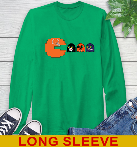 Cleveland Browns NFL Football Pac Man Champion Long Sleeve T-Shirt 7