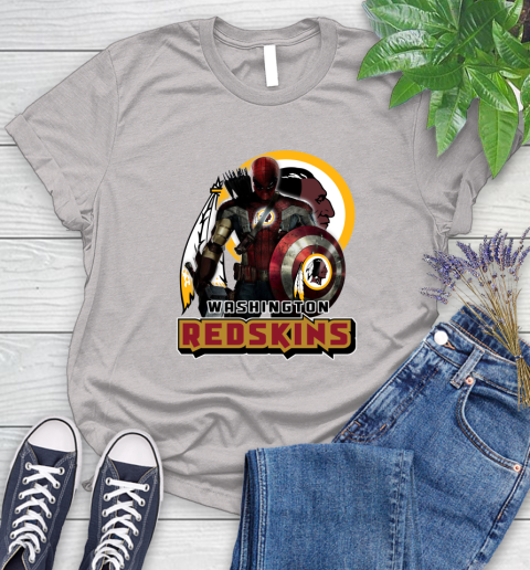 NFL Captain America Thor Spider Man Hawkeye Avengers Endgame Football Washington Redskins Women's T-Shirt 10