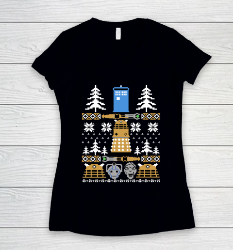 Doctor Who Shirt Doctor Ugly Sweater Who Women's V-Neck T-Shirt
