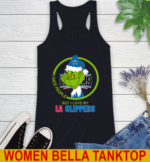 LA Clippers NBA Christmas Grinch I Hate People But I Love My Favorite Basketball Team Racerback Tank 10