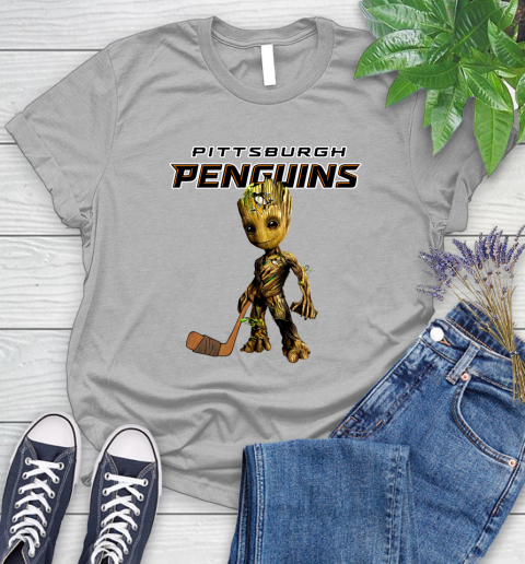Pittsburgh Penguins NHL Hockey Groot Marvel Guardians Of The Galaxy Women's T-Shirt 5