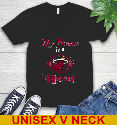 NBA Basketball Harry Potter My Patronus Is A Miami Heat V-Neck T-Shirt
