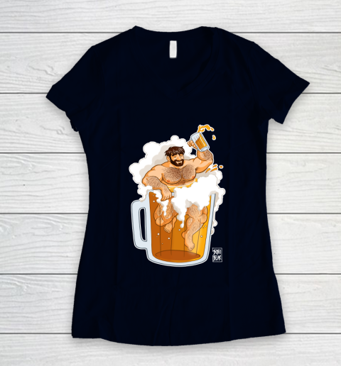 ADAM LIKES A BIG BEER LGBT Gay Pride Women's V-Neck T-Shirt 2