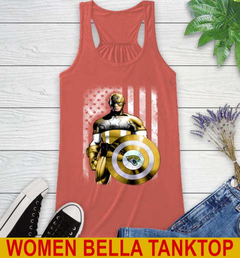 Jacksonville Jaguars NFL Football Captain America Marvel Avengers American Flag Shirt Racerback Tank 3