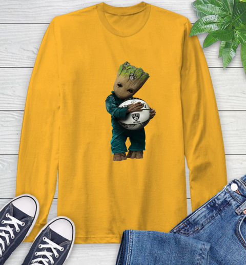 NBA Groot Guardians Of The Galaxy Basketball Sports Brooklyn Nets Long Sleeve T-Shirt 3
