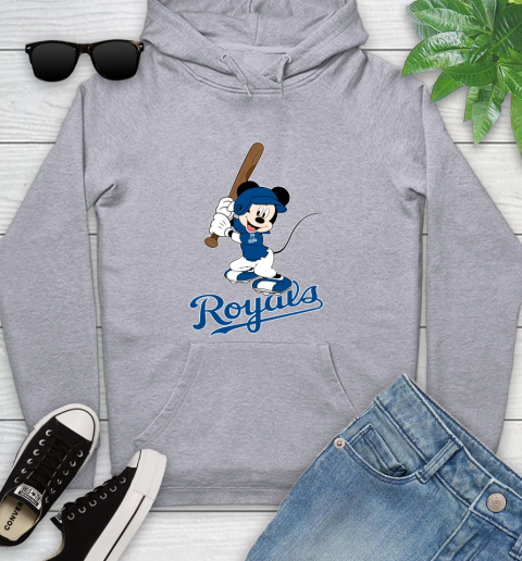 MLB Baseball Kansas City Royals Cheerful Mickey Mouse Shirt Youth Hoodie 6